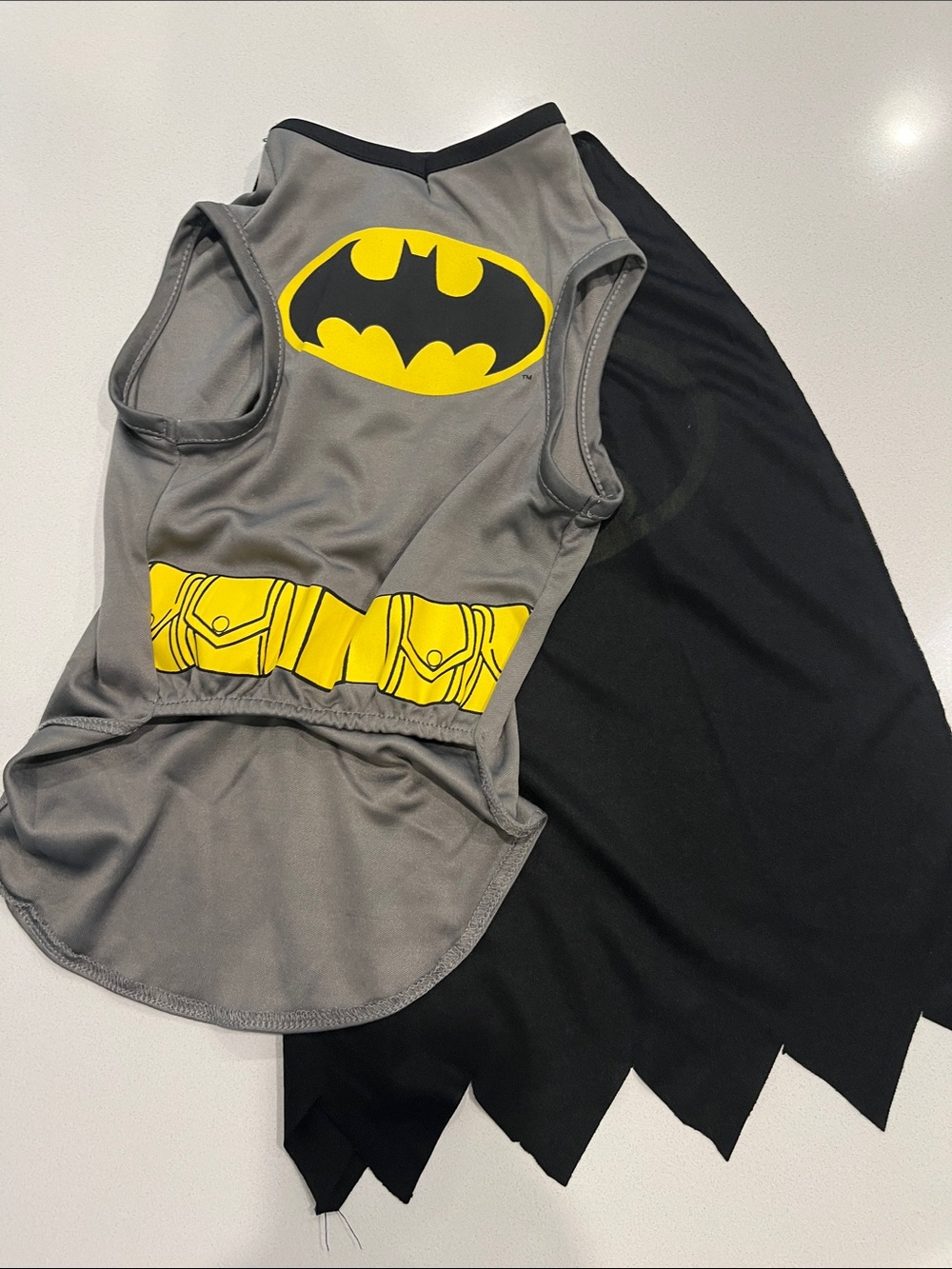Pet costume Batman Grey and Black Cape Costume with Yellow Logo